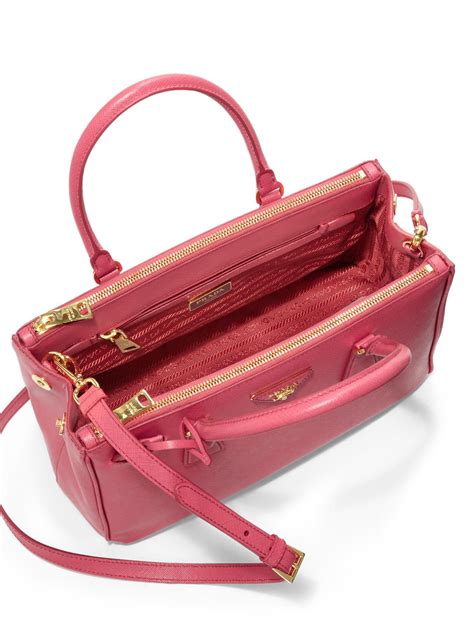 prada tote lux double zip small saffiano leather pink|Prada saffiano lux bn2274.